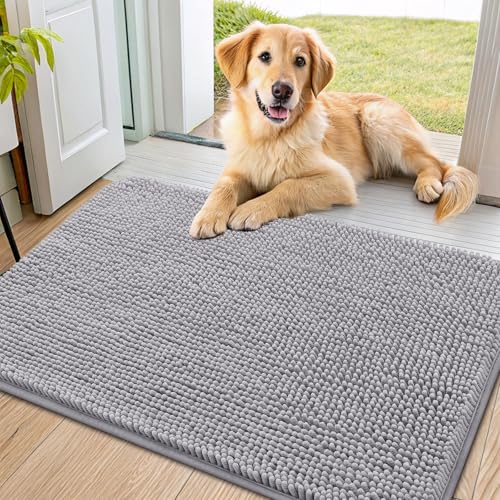 Smiry Hunde-Fußmatte für schlammige Pfoten, 91 x 61 cm, absorbiert Feuchtigkeit und Schmutz, Fußmatte, rutschfest, waschbar, schnell trocknend, Chenille-Haustürmatte, Eingangstürmatte für Innenbereich Smiry Hunde-Fußmatte für schlammige Pfoten, 91 x 61 cm, absorbiert Feuchtigkeit und Schmutz, Fußmatte, rutschfest, waschbar, schnell trocknend, Chenille-Haustürmatte, Eingangstürmatte für Innenbereich von smiry