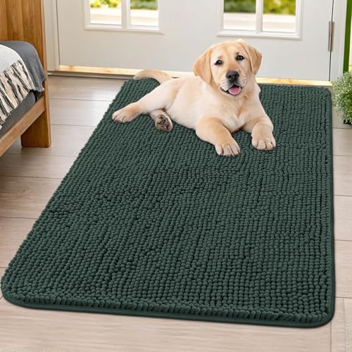 Smiry Hunde-Fußmatte für schlammige Pfoten, absorbiert Feuchtigkeit und Schmutz, rutschfest, waschbar, schnell trocknend, Chenille, Eingangstürmatte, Eingangsteppich für Innenbereich, Eingangsbereich von smiry