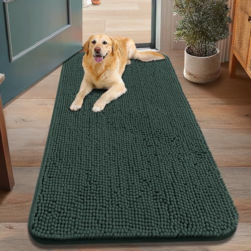 Smiry Hunde-Fußmatte für schlammige Pfoten, absorbiert Feuchtigkeit und Schmutz, rutschfest, waschbar, schnell trocknend, Chenille, Eingangstürmatte, Eingangsteppich für Innenbereich, Eingangsbereich Smiry Hunde-Fußmatte für schlammige Pfoten, absorbiert Feuchtigkeit und Schmutz, rutschfest, waschbar, schnell trocknend, Chenille, Eingangstürmatte, Eingangsteppich für Innenbereich, Eingangsbereich von smiry