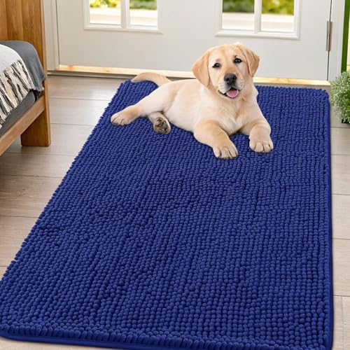 Smiry Hunde-Fußmatte für schlammige Pfoten, absorbiert Feuchtigkeit und Schmutz, rutschfest, waschbar, schnell trocknend, Chenille, Eingangstürmatte für Innenbereich, Eingangsbereich, Teppich für von smiry