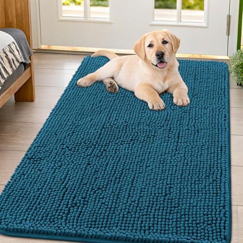 Smiry Hunde-Fußmatte für schlammige Pfoten, absorbiert Feuchtigkeit und Schmutz, rutschfest, waschbar, schnell trocknend, Chenille, Eingangstürmatte für Innenbereich, Eingangsbereich, Teppich für von smiry