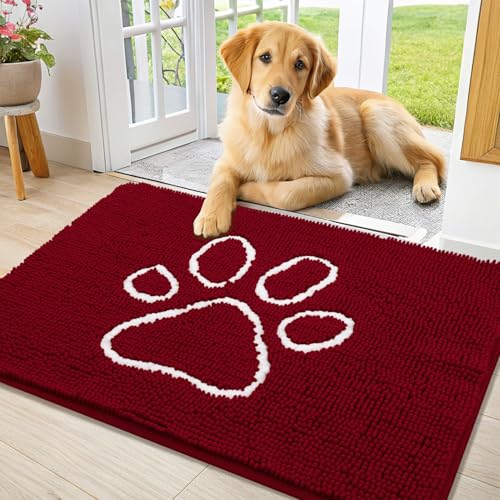 Smiry Hunde-Fußmatte für schlammige Pfoten, saugfähiger Schmutzfänger, rutschfest, schnell trocknend, waschbar, Chenille-Matte für Schlammhunde, Eingangsteppich für drinnen und draußen, 91,4 x 61 cm, Smiry Hunde-Fußmatte für schlammige Pfoten, saugfähiger Schmutzfänger, rutschfest, schnell trocknend, waschbar, Chenille-Matte für Schlammhunde, Eingangsteppich für drinnen und draußen, 91,4 x 61 cm, von smiry