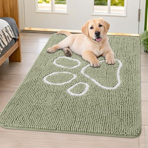 Smiry Hunde-Fußmatte für schlammige Pfoten, saugfähiger Schmutzfänger, rutschfest, schnell trocknend, waschbar, Chenille-Matte für Schlammhunde, Eingangsteppich für drinnen und draußen (101,6 x 81,3 Smiry Hunde-Fußmatte für schlammige Pfoten, saugfähiger Schmutzfänger, rutschfest, schnell trocknend, waschbar, Chenille-Matte für Schlammhunde, Eingangsteppich für drinnen und draußen (101,6 x 81,3 von smiry