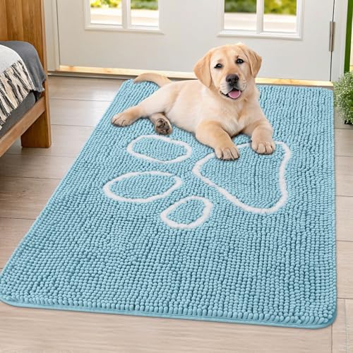 Smiry Hunde-Fußmatte für schlammige Pfoten, saugfähiger Schmutzfänger, rutschfest, schnell trocknend, waschbar, Chenille-Matte für Schlammhunde, Eingangsteppich für drinnen und draußen (101,6 x 81,3 Smiry Hunde-Fußmatte für schlammige Pfoten, saugfähiger Schmutzfänger, rutschfest, schnell trocknend, waschbar, Chenille-Matte für Schlammhunde, Eingangsteppich für drinnen und draußen (101,6 x 81,3 von smiry