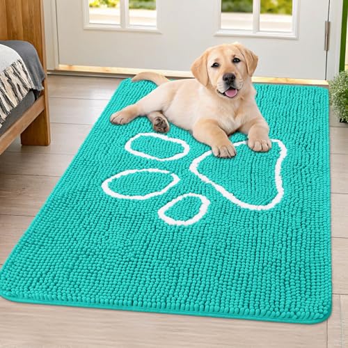 Smiry Hunde-Fußmatte für schlammige Pfoten, saugfähiger Schmutzfänger, rutschfest, schnell trocknend, waschbar, Chenille-Matte für Schlammhunde, Eingangsteppich für drinnen und draußen (101,6 x 81,3 Smiry Hunde-Fußmatte für schlammige Pfoten, saugfähiger Schmutzfänger, rutschfest, schnell trocknend, waschbar, Chenille-Matte für Schlammhunde, Eingangsteppich für drinnen und draußen (101,6 x 81,3 von smiry