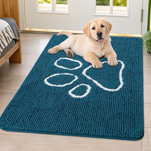 Smiry Hunde-Fußmatte für schlammige Pfoten, saugfähiger Schmutzfänger, rutschfest, schnell trocknend, waschbar, Chenille-Matte für Schlammhunde, Eingangsteppich für drinnen und draußen (101,6 x 81,3 Smiry Hunde-Fußmatte für schlammige Pfoten, saugfähiger Schmutzfänger, rutschfest, schnell trocknend, waschbar, Chenille-Matte für Schlammhunde, Eingangsteppich für drinnen und draußen (101,6 x 81,3 von smiry