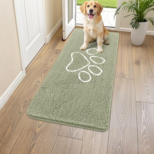 Smiry Hunde-Fußmatte für schlammige Pfoten, saugfähiger Schmutzfänger, rutschfest, schnell trocknend, waschbar, Chenille-Matte für Schlammhunde, Eingangsteppich für drinnen und draußen (119,9 x 61 cm, Smiry Hunde-Fußmatte für schlammige Pfoten, saugfähiger Schmutzfänger, rutschfest, schnell trocknend, waschbar, Chenille-Matte für Schlammhunde, Eingangsteppich für drinnen und draußen (119,9 x 61 cm, von smiry