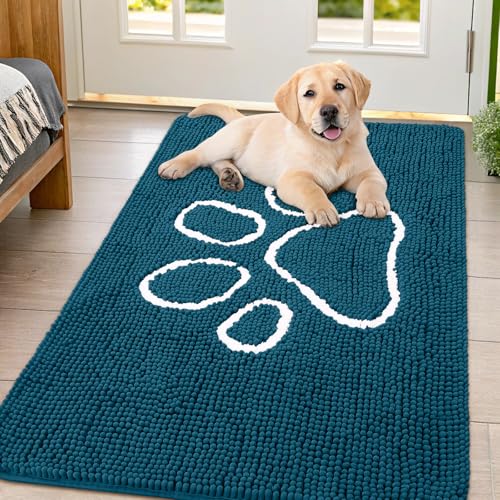 Smiry Hunde-Fußmatte für schlammige Pfoten, saugfähiger Schmutzfänger, rutschfest, schnell trocknend, waschbar, Chenille-Matte für Schlammhunde, Eingangsteppich für drinnen und draußen (119,9 x 81,3 Smiry Hunde-Fußmatte für schlammige Pfoten, saugfähiger Schmutzfänger, rutschfest, schnell trocknend, waschbar, Chenille-Matte für Schlammhunde, Eingangsteppich für drinnen und draußen (119,9 x 81,3 von smiry
