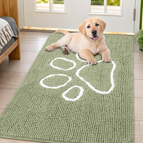 Smiry Hunde-Fußmatte für schlammige Pfoten, saugfähiger Schmutzfänger, rutschfest, schnell trocknend, waschbar, Chenille-Matte für Schlammhunde, Eingangsteppich für drinnen und draußen (119,9 x 81,3 Smiry Hunde-Fußmatte für schlammige Pfoten, saugfähiger Schmutzfänger, rutschfest, schnell trocknend, waschbar, Chenille-Matte für Schlammhunde, Eingangsteppich für drinnen und draußen (119,9 x 81,3 von smiry