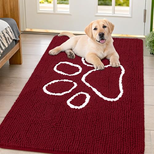 Smiry Hunde-Fußmatte für schlammige Pfoten, saugfähiger Schmutzfänger, rutschfest, schnell trocknend, waschbar, Chenille-Matte für Schlammhunde, Eingangsteppich für drinnen und draußen (119,9 x 81,3 Smiry Hunde-Fußmatte für schlammige Pfoten, saugfähiger Schmutzfänger, rutschfest, schnell trocknend, waschbar, Chenille-Matte für Schlammhunde, Eingangsteppich für drinnen und draußen (119,9 x 81,3 von smiry