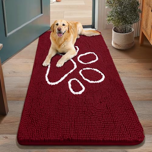 Smiry Hunde-Fußmatte für schlammige Pfoten, saugfähiger Schmutzfänger, rutschfest, schnell trocknend, waschbar, Chenille-Matte für Schlammhunde, Eingangsteppich für drinnen und draußen (121,9 x 76,2 Smiry Hunde-Fußmatte für schlammige Pfoten, saugfähiger Schmutzfänger, rutschfest, schnell trocknend, waschbar, Chenille-Matte für Schlammhunde, Eingangsteppich für drinnen und draußen (121,9 x 76,2 von smiry