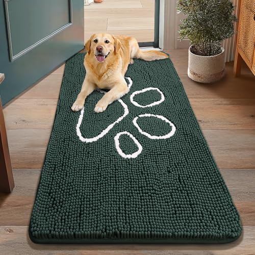 Smiry Hunde-Fußmatte für schlammige Pfoten, saugfähiger Schmutzfänger, rutschfest, schnell trocknend, waschbar, Chenille-Matte für Schlammhunde, Eingangsteppich für drinnen und draußen (121,9 x 76,2 Smiry Hunde-Fußmatte für schlammige Pfoten, saugfähiger Schmutzfänger, rutschfest, schnell trocknend, waschbar, Chenille-Matte für Schlammhunde, Eingangsteppich für drinnen und draußen (121,9 x 76,2 von smiry