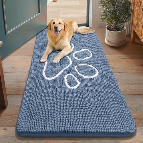 Smiry Hunde-Fußmatte für schlammige Pfoten, saugfähiger Schmutzfänger, rutschfest, schnell trocknend, waschbar, Chenille-Matte für Schlammhunde, Eingangsteppich für drinnen und draußen (121,9 x 76,2 von smiry
