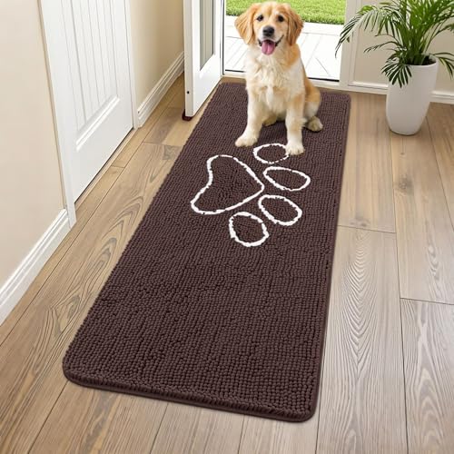 Smiry Hunde-Fußmatte für schlammige Pfoten, saugfähiger Schmutzfänger, rutschfest, schnell trocknend, waschbar, Chenille-Matte für Schlammhunde, Eingangsteppich für drinnen und draußen (150 x 61 cm, Smiry Hunde-Fußmatte für schlammige Pfoten, saugfähiger Schmutzfänger, rutschfest, schnell trocknend, waschbar, Chenille-Matte für Schlammhunde, Eingangsteppich für drinnen und draußen (150 x 61 cm, von smiry