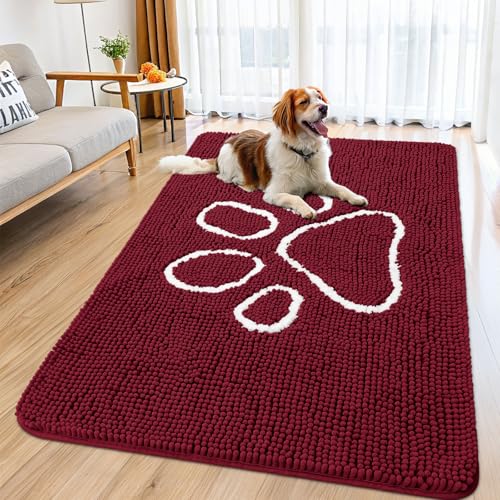 Smiry Hunde-Fußmatte für schlammige Pfoten, saugfähiger Schmutzfänger, rutschfest, schnell trocknend, waschbar, Chenille-Matte für Schlammhunde, Eingangsteppich für drinnen und draußen (150 x 89 cm, Smiry Hunde-Fußmatte für schlammige Pfoten, saugfähiger Schmutzfänger, rutschfest, schnell trocknend, waschbar, Chenille-Matte für Schlammhunde, Eingangsteppich für drinnen und draußen (150 x 89 cm, von smiry