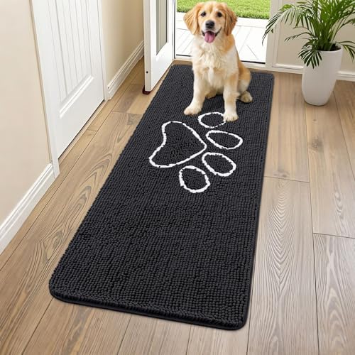 Smiry Hunde-Fußmatte für schlammige Pfoten, saugfähiger Schmutzfänger, rutschfest, schnell trocknend, waschbar, Chenille-Matte für Schlammhunde, Eingangsteppich für drinnen und draußen (150 x 61 cm, Smiry Hunde-Fußmatte für schlammige Pfoten, saugfähiger Schmutzfänger, rutschfest, schnell trocknend, waschbar, Chenille-Matte für Schlammhunde, Eingangsteppich für drinnen und draußen (150 x 61 cm, von smiry