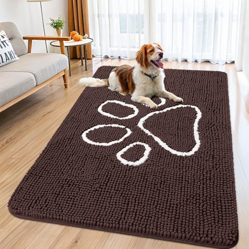 Smiry Hunde-Fußmatte für schlammige Pfoten, saugfähiger Schmutzfänger, rutschfest, schnell trocknend, waschbar, Chenille-Matte für Schlammhunde, Eingangsteppich für drinnen und draußen (150 x 89 cm, Smiry Hunde-Fußmatte für schlammige Pfoten, saugfähiger Schmutzfänger, rutschfest, schnell trocknend, waschbar, Chenille-Matte für Schlammhunde, Eingangsteppich für drinnen und draußen (150 x 89 cm, von smiry