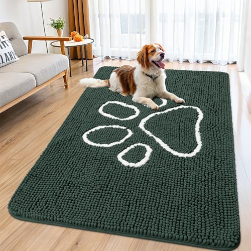 Smiry Hunde-Fußmatte für schlammige Pfoten, saugfähiger Schmutzfänger, rutschfest, schnell trocknend, waschbar, Chenille-Matte für Schlammhunde, Eingangsteppich für drinnen und draußen (150 x 89 cm, Smiry Hunde-Fußmatte für schlammige Pfoten, saugfähiger Schmutzfänger, rutschfest, schnell trocknend, waschbar, Chenille-Matte für Schlammhunde, Eingangsteppich für drinnen und draußen (150 x 89 cm, von smiry