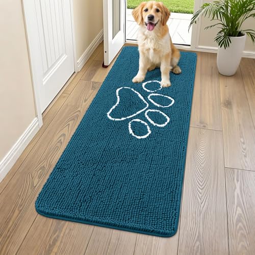 Smiry Hunde-Fußmatte für schlammige Pfoten, saugfähiger Schmutzfänger, rutschfest, schnell trocknend, waschbar, Chenille-Matte für Schlammhunde, Eingangsteppich für drinnen und draußen (150 x 61 cm Smiry Hunde-Fußmatte für schlammige Pfoten, saugfähiger Schmutzfänger, rutschfest, schnell trocknend, waschbar, Chenille-Matte für Schlammhunde, Eingangsteppich für drinnen und draußen (150 x 61 cm von smiry