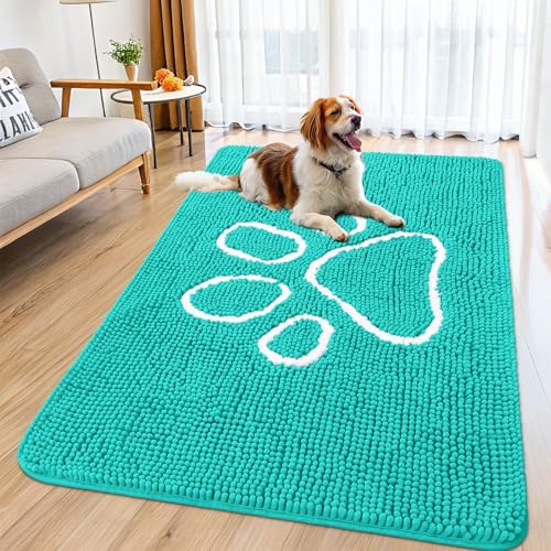 Smiry Hunde-Fußmatte für schlammige Pfoten, saugfähiger Schmutzfänger, rutschfest, schnell trocknend, waschbar, Chenille-Matte für Schlammhunde, Eingangsteppich für drinnen und draußen (150 x 89 cm, Smiry Hunde-Fußmatte für schlammige Pfoten, saugfähiger Schmutzfänger, rutschfest, schnell trocknend, waschbar, Chenille-Matte für Schlammhunde, Eingangsteppich für drinnen und draußen (150 x 89 cm, von smiry