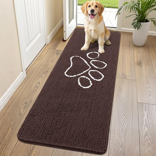 Smiry Hunde-Fußmatte für schlammige Pfoten, saugfähiger Schmutzfänger, rutschfest, schnell trocknend, waschbar, Chenille-Matte für Schlammhunde, Eingangsteppich für drinnen und draußen (178 x 61 cm, Smiry Hunde-Fußmatte für schlammige Pfoten, saugfähiger Schmutzfänger, rutschfest, schnell trocknend, waschbar, Chenille-Matte für Schlammhunde, Eingangsteppich für drinnen und draußen (178 x 61 cm, von smiry