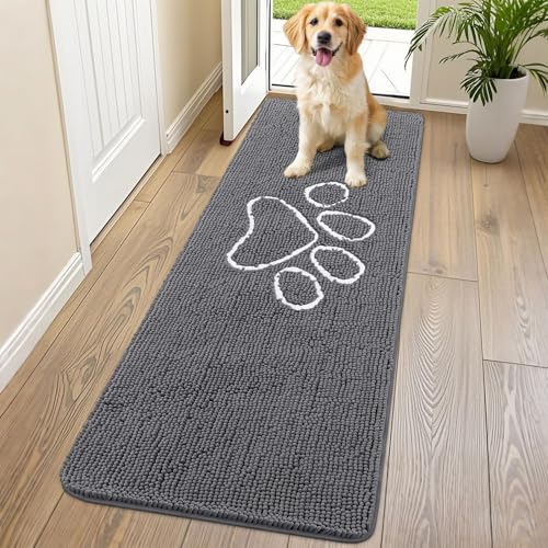 Smiry Hunde-Fußmatte für schlammige Pfoten, saugfähiger Schmutzfänger, rutschfest, schnell trocknend, waschbar, Chenille-Matte für Schlammhunde, Eingangsteppich für drinnen und draußen (178 x 61 cm, Smiry Hunde-Fußmatte für schlammige Pfoten, saugfähiger Schmutzfänger, rutschfest, schnell trocknend, waschbar, Chenille-Matte für Schlammhunde, Eingangsteppich für drinnen und draußen (178 x 61 cm, von smiry