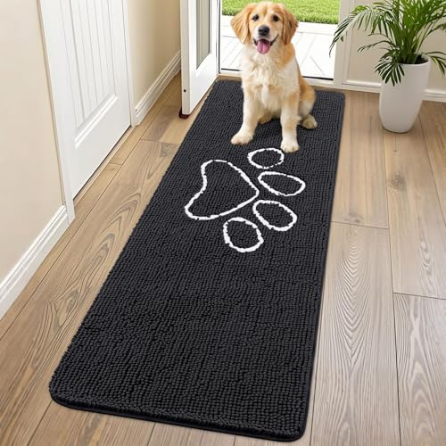 Smiry Hunde-Fußmatte für schlammige Pfoten, saugfähiger Schmutzfänger, rutschfest, schnell trocknend, waschbar, Chenille-Matte für Schlammhunde, Eingangsteppich für drinnen und draußen (178 x 61 cm, Smiry Hunde-Fußmatte für schlammige Pfoten, saugfähiger Schmutzfänger, rutschfest, schnell trocknend, waschbar, Chenille-Matte für Schlammhunde, Eingangsteppich für drinnen und draußen (178 x 61 cm, von smiry