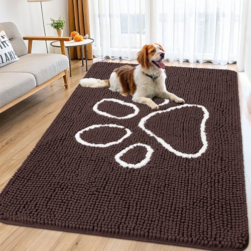 Smiry Hunde-Fußmatte für schlammige Pfoten, saugfähiger Schmutzfänger, rutschfest, schnell trocknend, waschbar, Chenille-Matte für Schlammhunde, Eingangsteppich für drinnen und draußen (180 x 117 cm, Smiry Hunde-Fußmatte für schlammige Pfoten, saugfähiger Schmutzfänger, rutschfest, schnell trocknend, waschbar, Chenille-Matte für Schlammhunde, Eingangsteppich für drinnen und draußen (180 x 117 cm, von smiry
