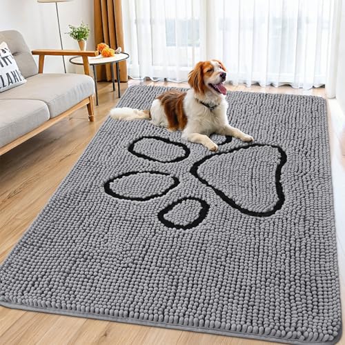 Smiry Hunde-Fußmatte für schlammige Pfoten, saugfähiger Schmutzfänger, rutschfest, schnell trocknend, waschbar, Chenille-Matte für Schlammhunde, Eingangsteppich für drinnen und draußen (180 x 117 cm, Smiry Hunde-Fußmatte für schlammige Pfoten, saugfähiger Schmutzfänger, rutschfest, schnell trocknend, waschbar, Chenille-Matte für Schlammhunde, Eingangsteppich für drinnen und draußen (180 x 117 cm, von smiry