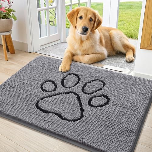 Smiry Hunde-Fußmatte für schlammige Pfoten, saugfähiger Schmutzfänger, rutschfest, schnell trocknend, waschbar, Chenille-Matte für Schlammhunde, Eingangsteppich für drinnen und draußen (53,3 x 86,4 cm Smiry Hunde-Fußmatte für schlammige Pfoten, saugfähiger Schmutzfänger, rutschfest, schnell trocknend, waschbar, Chenille-Matte für Schlammhunde, Eingangsteppich für drinnen und draußen (53,3 x 86,4 cm von smiry