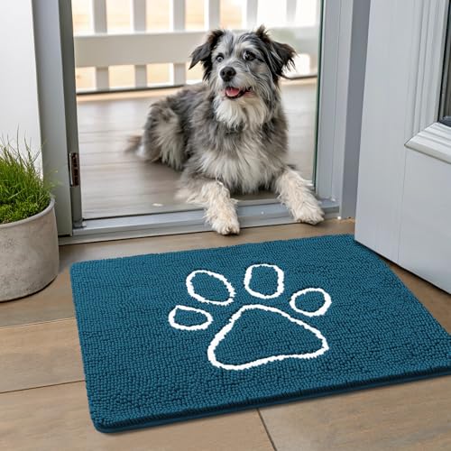 Smiry Hunde-Fußmatte für schlammige Pfoten, saugfähiger Schmutzfänger, rutschfest, schnell trocknend, waschbar, Chenille-Matte für Schlammhunde, Eingangsteppich für drinnen und draußen (61 x 40,6 cm, Smiry Hunde-Fußmatte für schlammige Pfoten, saugfähiger Schmutzfänger, rutschfest, schnell trocknend, waschbar, Chenille-Matte für Schlammhunde, Eingangsteppich für drinnen und draußen (61 x 40,6 cm, von smiry