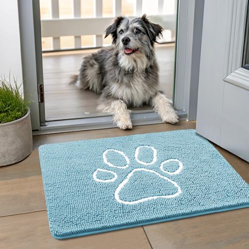 Smiry Hunde-Fußmatte für schlammige Pfoten, saugfähiger Schmutzfänger, rutschfest, schnell trocknend, waschbar, Chenille-Matte für Schlammhunde, Eingangsteppich für drinnen und draußen (61 x 40,6 cm, Smiry Hunde-Fußmatte für schlammige Pfoten, saugfähiger Schmutzfänger, rutschfest, schnell trocknend, waschbar, Chenille-Matte für Schlammhunde, Eingangsteppich für drinnen und draußen (61 x 40,6 cm, von smiry