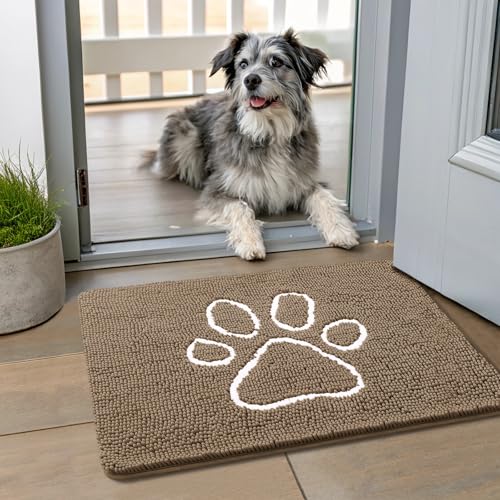 Smiry Hunde-Fußmatte für schlammige Pfoten, saugfähiger Schmutzfänger, rutschfest, schnell trocknend, waschbar, Chenille-Matte für Schlammhunde, Eingangsteppich für drinnen und draußen (61 x 40,6 cm, Smiry Hunde-Fußmatte für schlammige Pfoten, saugfähiger Schmutzfänger, rutschfest, schnell trocknend, waschbar, Chenille-Matte für Schlammhunde, Eingangsteppich für drinnen und draußen (61 x 40,6 cm, von smiry