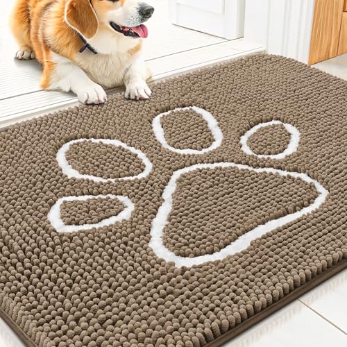 Smiry Hunde-Fußmatte für schlammige Pfoten, saugfähiger Schmutzfänger, rutschfest, schnell trocknend, waschbar, Chenille-Matte für Schlammhunde, Eingangsteppich für drinnen und draußen (76,2 x 50,8 Smiry Hunde-Fußmatte für schlammige Pfoten, saugfähiger Schmutzfänger, rutschfest, schnell trocknend, waschbar, Chenille-Matte für Schlammhunde, Eingangsteppich für drinnen und draußen (76,2 x 50,8 von smiry