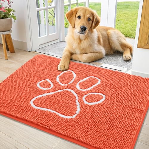 Smiry Hunde-Fußmatte für schlammige Pfoten, saugfähiger Schmutzfänger, rutschfest, schnell trocknend, waschbar, Chenille-Matte für Schlammhunde, Eingangsteppich für drinnen und draußen (91,4 x 61 cm, Smiry Hunde-Fußmatte für schlammige Pfoten, saugfähiger Schmutzfänger, rutschfest, schnell trocknend, waschbar, Chenille-Matte für Schlammhunde, Eingangsteppich für drinnen und draußen (91,4 x 61 cm, von smiry