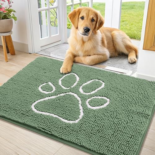 Smiry Hunde-Fußmatte für schlammige Pfoten, saugfähiger Schmutzfänger, rutschfest, schnell trocknend, waschbar, Chenille-Matte für Schlammhunde, Eingangsteppich für drinnen und draußen (91,4 x 61 cm Smiry Hunde-Fußmatte für schlammige Pfoten, saugfähiger Schmutzfänger, rutschfest, schnell trocknend, waschbar, Chenille-Matte für Schlammhunde, Eingangsteppich für drinnen und draußen (91,4 x 61 cm von smiry