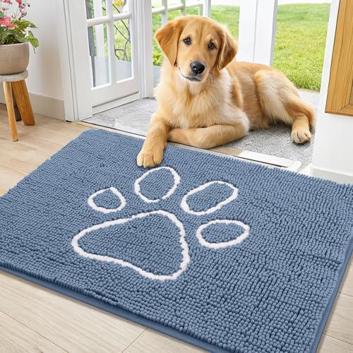 Smiry Hunde-Fußmatte für schlammige Pfoten, saugfähiger Schmutzfänger, rutschfest, schnell trocknend, waschbar, Chenille-Matte für Schlammhunde, Eingangsteppich für drinnen und draußen (91,4 x 61 cm Smiry Hunde-Fußmatte für schlammige Pfoten, saugfähiger Schmutzfänger, rutschfest, schnell trocknend, waschbar, Chenille-Matte für Schlammhunde, Eingangsteppich für drinnen und draußen (91,4 x 61 cm von smiry