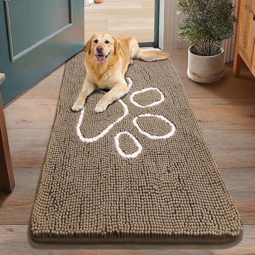 Smiry Hunde-Fußmatte für schlammige Pfoten, saugfähiger Schmutzfänger, rutschfest, waschbar, schnell trocknend, Chenille, Schlammmatte für Hunde, Eingang, Innenfußmatte für den Innenboden (121,9 x Smiry Hunde-Fußmatte für schlammige Pfoten, saugfähiger Schmutzfänger, rutschfest, waschbar, schnell trocknend, Chenille, Schlammmatte für Hunde, Eingang, Innenfußmatte für den Innenboden (121,9 x von smiry