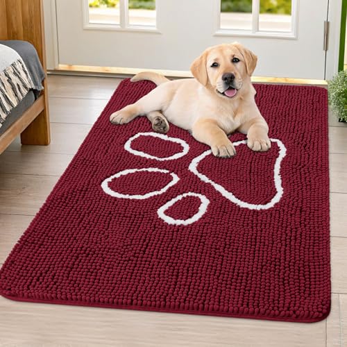 Smiry Hunde-Fußmatte für schlammige Pfoten, saugfähiger Schmutzfang, rutschfest, waschbar, schnell trocknend, Chenille, Schlammmatte für Hunde, Eingang, Innenfußmatte für den Innenboden (101,6 x 81,3 Smiry Hunde-Fußmatte für schlammige Pfoten, saugfähiger Schmutzfang, rutschfest, waschbar, schnell trocknend, Chenille, Schlammmatte für Hunde, Eingang, Innenfußmatte für den Innenboden (101,6 x 81,3 von smiry