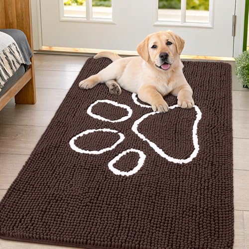 Smiry Hunde-Fußmatte für schlammige Pfoten, saugfähiger Schmutzfang, rutschfest, waschbar, schnell trocknend, Chenille, Schlammmatte für Hunde, Eingang, Innenfußmatte für den Innenboden (119,9 x 81,3 Smiry Hunde-Fußmatte für schlammige Pfoten, saugfähiger Schmutzfang, rutschfest, waschbar, schnell trocknend, Chenille, Schlammmatte für Hunde, Eingang, Innenfußmatte für den Innenboden (119,9 x 81,3 von smiry
