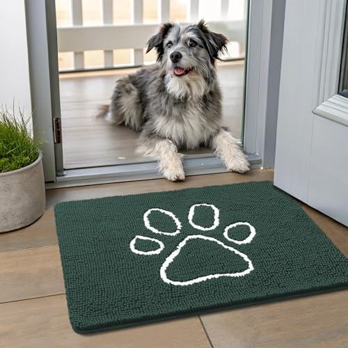 Smiry Hunde-Fußmatte für schlammige Pfoten, saugfähiger Schmutzfang, rutschfest, waschbar, schnell trocknend, Chenille, Schlammmatte für Hunde, Eingang, Innenfußmatte für den Innenboden (61 x 40,6 cm, Smiry Hunde-Fußmatte für schlammige Pfoten, saugfähiger Schmutzfang, rutschfest, waschbar, schnell trocknend, Chenille, Schlammmatte für Hunde, Eingang, Innenfußmatte für den Innenboden (61 x 40,6 cm, von smiry