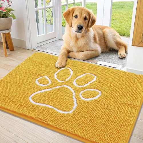 Smiry Hunde-Fußmatte für schlammige Pfoten, saugfähiger Schmutzfang, rutschfest, waschbar, schnell trocknend, Chenille, Schlammmatte für Hunde, Eingang, Innenfußmatte für den Innenboden (91,4 x 61 cm, Smiry Hunde-Fußmatte für schlammige Pfoten, saugfähiger Schmutzfang, rutschfest, waschbar, schnell trocknend, Chenille, Schlammmatte für Hunde, Eingang, Innenfußmatte für den Innenboden (91,4 x 61 cm, von smiry