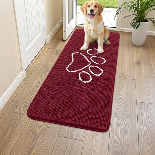 Smiry Hunde-Fußmatte für schlammige Pfoten, saugfähiger Schmutzfang, rutschfest, waschbar, schnell trocknend, Chenille, Schlammmatte für Hunde, Eingangsmatte für den Innenboden (119,9 x 61 cm, Smiry Hunde-Fußmatte für schlammige Pfoten, saugfähiger Schmutzfang, rutschfest, waschbar, schnell trocknend, Chenille, Schlammmatte für Hunde, Eingangsmatte für den Innenboden (119,9 x 61 cm, von smiry