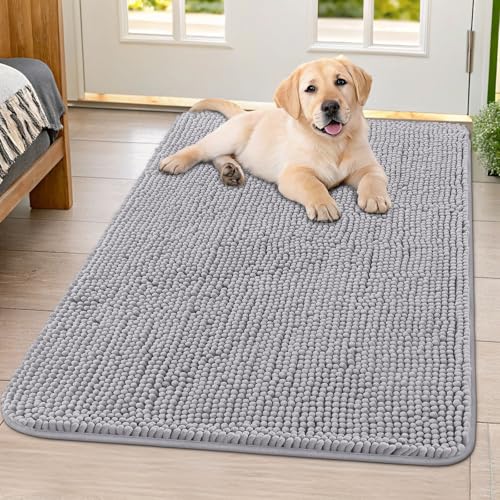 Smiry Hunde-Fußmatte für schlammige Pfoten 40 x 32 cm, absorbiert Feuchtigkeit und Schmutz, Fußmatte, rutschfest, waschbar, schnell trocknend, Chenille, Eingangstürmatte, Eingangsteppich für von smiry