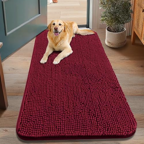 Smiry Hundebett-Matte, ultraweich, rutschfest, waschbar, schnell trocknend, Chenille, Schlafmatratze für große, mittelgroße und kleine Hunde, Burgunderrot Smiry Hundebett-Matte, ultraweich, rutschfest, waschbar, schnell trocknend, Chenille, Schlafmatratze für große, mittelgroße und kleine Hunde, Burgunderrot von smiry