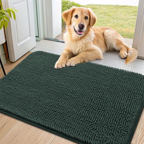Smiry Hundebett-Matte, ultraweich, rutschfest, waschbar, schnell trocknend, Chenille, Schlafmatratze für große, mittelgroße und kleine Hunde, Grün Smiry Hundebett-Matte, ultraweich, rutschfest, waschbar, schnell trocknend, Chenille, Schlafmatratze für große, mittelgroße und kleine Hunde, Grün von smiry