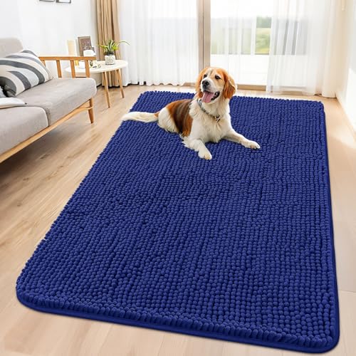 Smiry Hundebett-Matte, ultraweich, rutschfest, waschbar, schnell trocknend, Chenille, Schlafmatratze für große, mittelgroße und kleine Hunde, Marineblau Smiry Hundebett-Matte, ultraweich, rutschfest, waschbar, schnell trocknend, Chenille, Schlafmatratze für große, mittelgroße und kleine Hunde, Marineblau von smiry