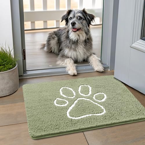 smiry Hunde-Fußmatte für schlammige Pfoten, saugfähiger Schmutzfang, rutschfest, waschbar, schnell trocknend, Chenille, Schlammmatte für Hunde, Eingang, Innenfußmatte für den Innenboden (61 x 40,6 cm, smiry Hunde-Fußmatte für schlammige Pfoten, saugfähiger Schmutzfang, rutschfest, waschbar, schnell trocknend, Chenille, Schlammmatte für Hunde, Eingang, Innenfußmatte für den Innenboden (61 x 40,6 cm, von smiry