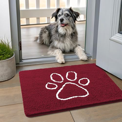 smiry Hunde-Fußmatte für schlammige Pfoten, saugfähiger Schmutzfang, rutschfest, waschbar, schnell trocknend, Chenille, Schlammmatte für Hunde, Eingang, Innenfußmatte für den Innenboden (61 x 40,6 cm, smiry Hunde-Fußmatte für schlammige Pfoten, saugfähiger Schmutzfang, rutschfest, waschbar, schnell trocknend, Chenille, Schlammmatte für Hunde, Eingang, Innenfußmatte für den Innenboden (61 x 40,6 cm, von smiry
