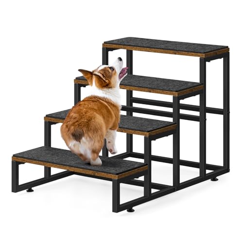 smusei Hundetreppe Katzentreppe, 4 Stufige Haustiertreppe Stabil Holz Metall Rahmen Hunderampe mit Rutschfestem Boden, Haustierleiter für Sofa, Bett, Balkon, 60x40x43cm, Braun smusei Hundetreppe Katzentreppe, 4 Stufige Haustiertreppe Stabil Holz Metall Rahmen Hunderampe mit Rutschfestem Boden, Haustierleiter für Sofa, Bett, Balkon, 60x40x43cm, Braun von smusei